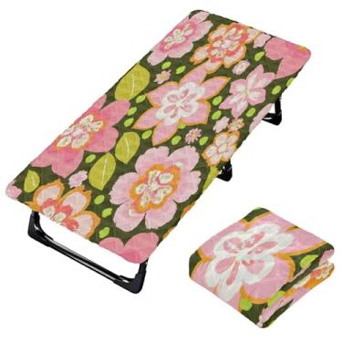 Imagem de Burbuja Lençol de berço de flores de desenho rosa para crianças, lençol de cochilo acolchoado portátil com faixa elástica para meninas e meninos, lavável na máquina, 63,5 x 127 cm