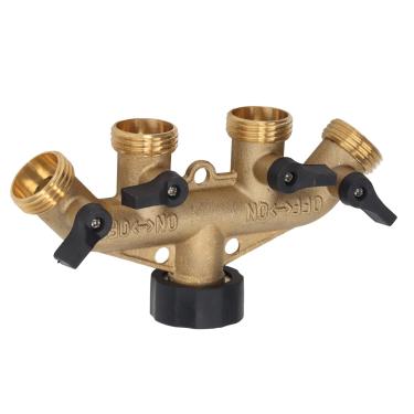 Imagem de GLOGLOW Divisor de água de 4 Vias, Distribuidor de Válvula de Esfera de Latão para Irrigação de Jardim, Núcleo Resistente à Ferrugem, Fácil de Usar para Irrigação Externa, Banheiro