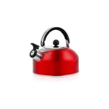 Imagem de Chaleira com Apito em Aço Inox, 2 Litros, Vinho Metalizado, Punho Resistente ao Calor
