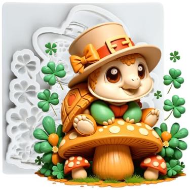 Imagem de MYPRACS Molde de silicone para fondant de tartaruga de cogumelo para decoração de bolo de açúcar, topo de cupcake, pasta de goma de chocolate, argila de polímero