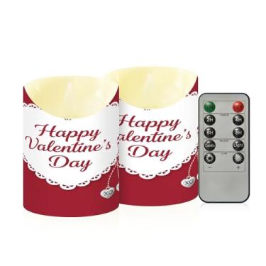 Imagem de Wassud Pacote com 2 velas sem chama feliz dia dos namorados com controle remoto, velas realistas cintilantes com temporizador, velas decorativas para Natal, casamento, festa, decoração de casa pequena