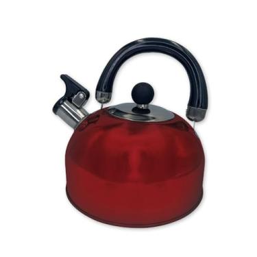 Imagem de Chaleira com Apito em Aço Inox, 2 Litros, Cor Vinho Metalizado, Punho Resistente ao Calor