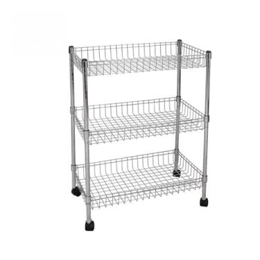 Imagem de Estante Multiuso de Aço Cromado com 3 Cestos Ajustáveis