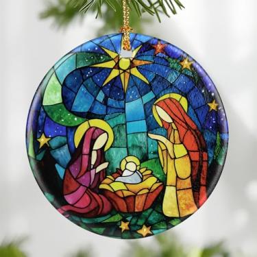 Imagem de Ornamento de presépio: enfeites de Natal, decorações de Natal religiosas para árvore, ornamento católico e decoração de férias cristãs | Presentes religiosos, presentes cristãos - Design C