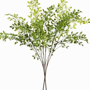 Imagem de SLanC Hastes falsas ramos para vaso 2 peças 110 cm Nandina Greenery hastes artificiais para vaso folha para casa loja decoração de jardim (2)