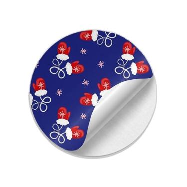 Imagem de Adesivos Redondos Natalinos 25 Unidades Com Estampa Luvas de Inverno - Tamanho 50x50cm