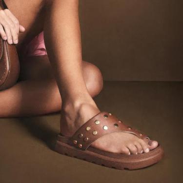 Imagem de Tamanco Flat Vizzano Feminino Plataforma Tachas, Mocca, 35