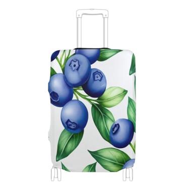 Imagem de Joisal Capas de bagagem para protetor de mala, estampa personalizada, presentes de viagem, manga de bagagem, mirtilos, folhas verdes, P, serve para capa de 45 a 50 cm, Folhas verdes de mirtilo, L 26