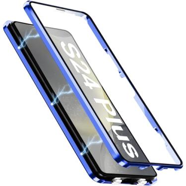 Imagem de [Material de metal] Capa para Samsung Galaxy S24 Plus, capa de celular externa com proteção contra quedas de grau militar com tela de vidro integrada e protetor de lente da câmera, capa de metal para