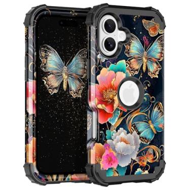 Imagem de Casetego Capa para iPhone 15 Plus, capa protetora resistente à prova de choque de três camadas para Apple iPhone 15 Plus 6,7 polegadas, preto dourado