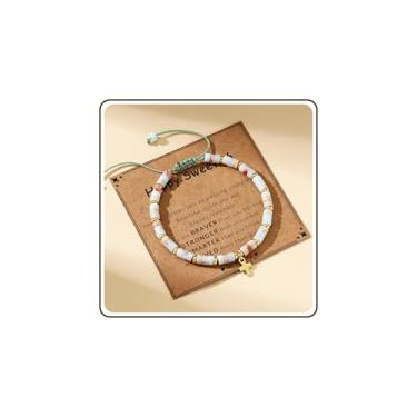 Imagem de JSJOY Pulseira de cruz para mulheres, presentes cristãos de 10º 16º 40º 50º 60º aniversário para mulheres, presentes de confirmação de batismo de páscoa para adolescentes, mãe, filha, avó irmã, One