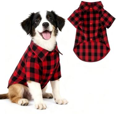Imagem de Roupa de Natal para cães, xadrez, búfalo, para cães, camisa de flanela para meninos e cães, roupas de Natal, vermelho, roupas de cachorro, fantasia para cães pequenos, médios e grandes, 2GG