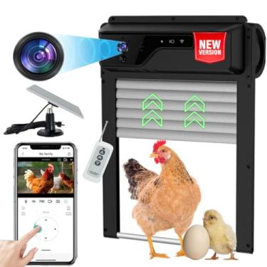 Imagem de Porta automática de galinheiro HD1080p Câmera de vigilância WiFi, alimentada por energia solar + guia gratuito | Bateria de 5000 mA 100% visão noturna com controle remoto, temporizador, aplicativo e
