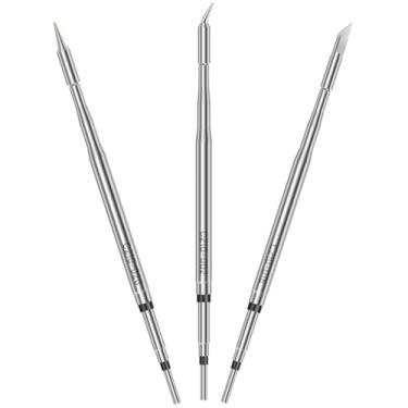 Imagem de 3 peças de pontas de ferro de solda C210, pontas de solda de substituição para C210-018 002 020, aquecimento rápido, antioxidante à prova de alta temperatura de aço inoxidável premium para reparos de