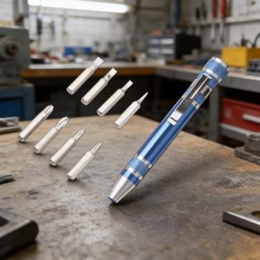 Imagem de Conjunto de chaves de fenda de precisão 8 em 1, chave de fenda compacta vermelha multipontas, ferramentas de reparo magnético, kit de ferramentas portátil versátil para eletrônicos, reparos e projetos