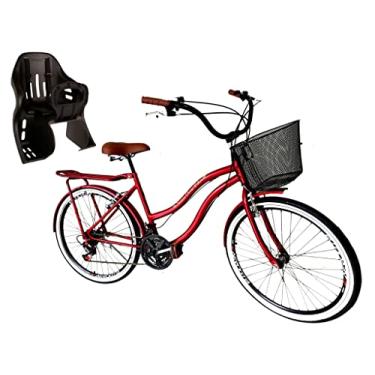 Imagem de Bicicleta aro 26 Com Cadeirinha traseira Retrô 18v c/cesta