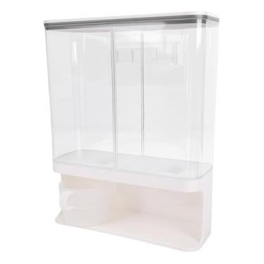 Imagem de Asixxsix Distribuidor de Alimentos Secos, Recipientes Herméticos de Cereais, Dispensador de Grãos, Dispensadores de Arroz Montados na Parede, Recipiente de Armazenamento para Feijão,