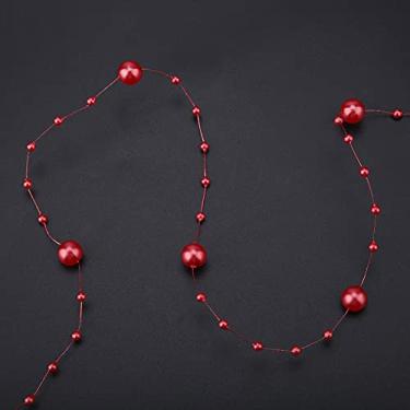 Imagem de Acouto Contas 10M Linha de Pesca Pérolas Artificiais Contas Decoração de Festa de Casamento Guirlanda Artes, Artesanato e Costura/Costura/Guarnição e Enfeites/Guarnição Com Miçangas (Vermelho)