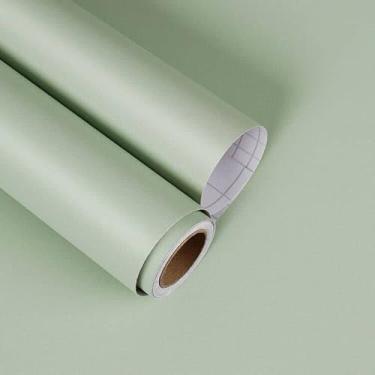 Imagem de YENHOME Papel de parede verde sálvia para quarto, banheiro, papel de parede verde para quarto, banheiro, papel de contato para gabinete, bancada, sala de aula, papel de parede autoadesivo para