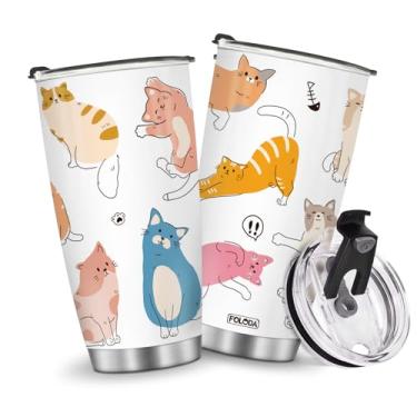 Imagem de Copos isolados caneca viagem café garrafa de água gatos estilo presentes de aniversário para meninas filha mulheres crianças 590 ml gelado quente e frio