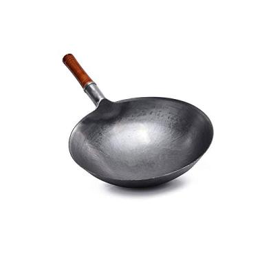 Imagem de Conjuntos de panelas Wok tradicional feito à mão panela antiaderente panela a gás panelas woks ferro sem revestimento