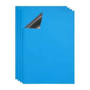 Imagem de PATIKIL Quadro apagável a seco, pacote com 4 ímãs A4, quadro branco, calendário de geladeira, quadro magnético, material de escritório para casa, cozinha, geladeira, mesa, parede, azul