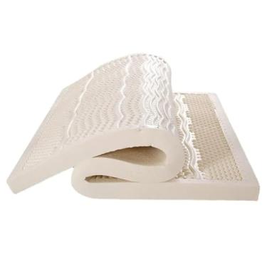 Imagem de Topper de colchão Queen, colchão dobrável, colchão de espuma de látex natural, colchões de móveis de quarto de dormir para tapete de cama de casal, médio firme - com capa interna e externa (cor