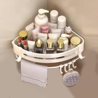 Imagem de Prateleiras de chuveiro, suportes de chuveiro de banheiro, suporte de armazenamento de canto montado na parede, organizadores de banheiro