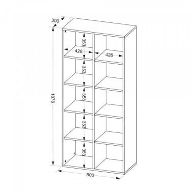 Imagem de Escritório Completo com Mesa 2 Portas de Correr e Estante 10 Nichos Espresso Móveis Branco