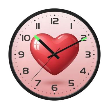Imagem de SEHANY Relógio de parede com coração de dia dos namorados, silencioso, sem tique-taque, operado por bateria, controle de som, luz noturna, relógios de parede para sala de estar, cozinha, quarto