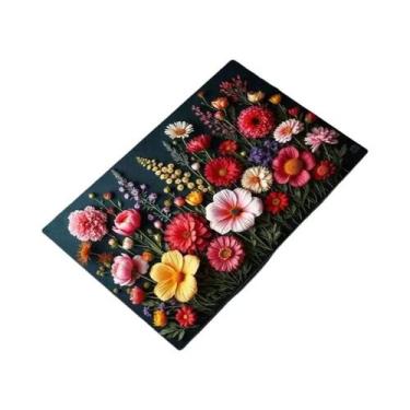 Imagem de Tapete De Entrada 3D Floral Colorido Antiderrapante Protetor De Piso I