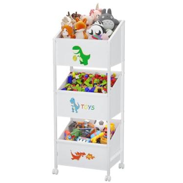 Imagem de Lyuwanxian Organizador de brinquedos infantil grande com rodas, prateleira de brinquedos para meninos e meninas, 114 x 40 x 30 cm, organizadores de brinquedos e armazenamento para sala de estar, sala