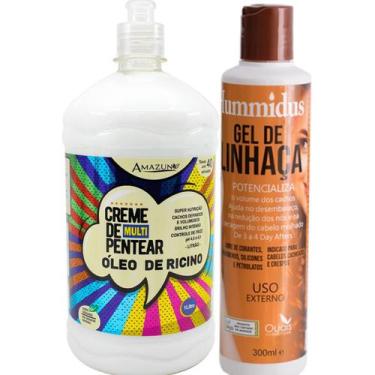 Imagem de Kit Creme Definição Máxima de Rícino + Gel de Linhaça  - Amazun