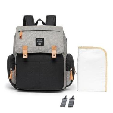Imagem de Mochila Maternidade Compacta Moderna Trocador Lequeen Impermeável USB Land-Unissex