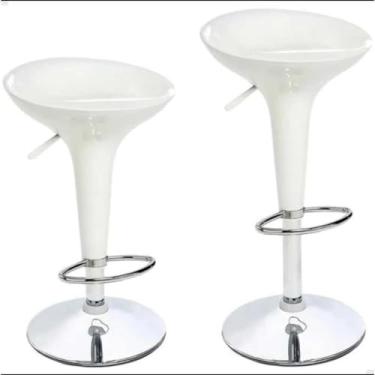 Imagem de Banqueta Tulipa Alta Giratória de ABS – Encosto Baixo 100KG, Ideal para Cozinha, Bar e Balcão Moderno(BRANCO,1 unidade)