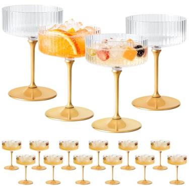 Imagem de ZOMUIA Copos de cupê canelados, 16 peças, copos de plástico champanhe de 293 ml, copos de coquetel de acrílico destacáveis, copos de martini de plástico para bar, vinho, sobremesa, copos de coquetel