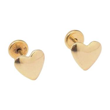 Imagem de Brinco Coração Largo Folheado a Ouro para Bebês e Crianças - Family Co