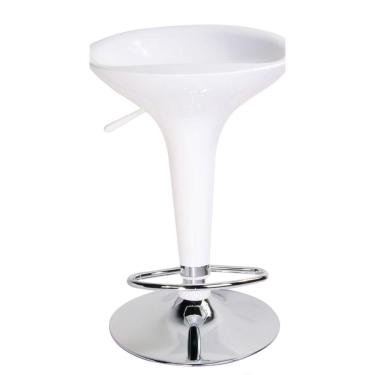 Imagem de Banqueta Bar Em Abs Base Aço Cromado Encosto Baixa Branca Kala