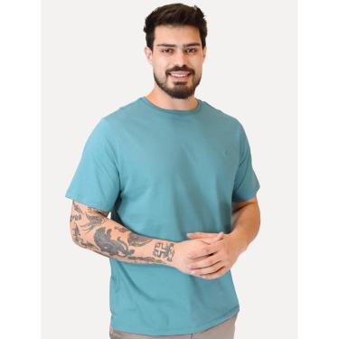 Imagem de Camiseta Dudalina Masculina Essentials Modal Logo Azul Turquesa-Masculino