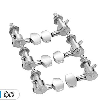 Imagem de Pacote de 6 Afinadores Cordas Guitarra com Trava Cabeças Máquina Botões 3L3R para Acessórios Substituição Guitarras Acústicas Elétricas Parafusos Fixação e Anéis