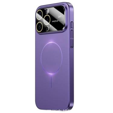 Imagem de LYJSMGZ Capa magnética para iPhone 17 Pro Max/17 Pro/Air/17, película de lente com proteção contra choque Matte Slim PC Phone Case, Roxa, 17 Pro Max