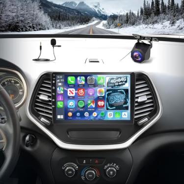 Imagem de [4 + 64 GB] Rádio Android para Jeep Cherokee 2014-2017: NHOPEEW 10 polegadas IPS Touchscreen Cherokee estéreo - Carplay sem fio e Android Auto, página inicial personalizada, DSP, 5G/WiFi, SWC + câmera