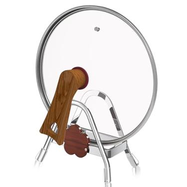 Imagem de GudaAphrmix Suporte para tábua de cortar – Suporte de tampa de panela de aço inoxidável com decoração de flores, triângulo estável para cozinha, bancada, panelas, placas, tábuas de corte, tapetes de