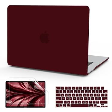 Imagem de B BELK Compatível com MacBook Air 13,5 polegadas 2025 2024 2023 2022 versão M4 M3 M2 A3240 A3113 A2681 tela retina líquida, capa rígida de plástico + capa de teclado + protetor de tela, vermelho