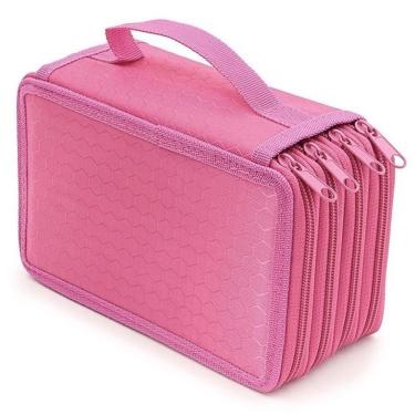 Imagem de Estojo Box/estojo Escolar/estojo De L&aacute;pis/estojo Com Divisórias/grande Capacidade Com 4 N&iacute;veis E Z&iacute;per 72 Canetas Cor:r