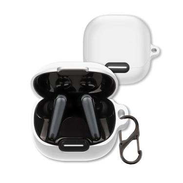 Imagem de Capa para fones de ouvido Soundcore Liberty 4 NC, capa protetora de silicone macio FJIASTB com mosquetão, à prova de choque (branca)