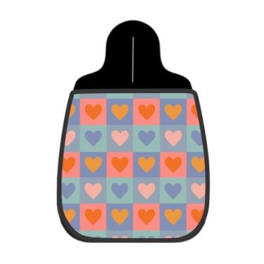 Imagem de Lixeira De Carro Organizador Lixinhocar Xadrez Corações Laranja Azul