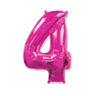 Imagem de Balao metalizado 75cm rosa numero 4 - Warna