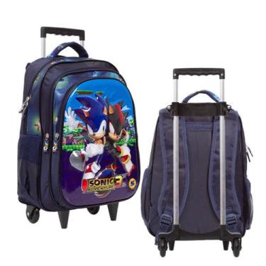 Imagem de Mochila Infantil Sonic Desenho Rodinhas 3D Volta As Aulas - TOYS 2U