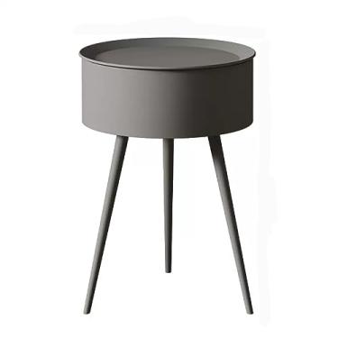 Imagem de Mesa de cabeceira moderna de ferro simples mesa de cabeceira de perna alta cor sólida pequena móveis de cabeceira grande capacidade armazenamento de armazenamento simples mesinhas de cabeceira